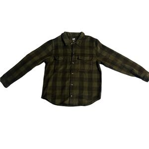 L GAP plaid Green and Black button up